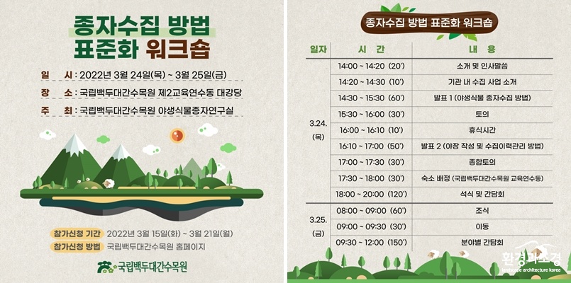 종자수집 방법 표준화 워크숍 일정 (사진=한국수목원정원관리원 제공).jpg