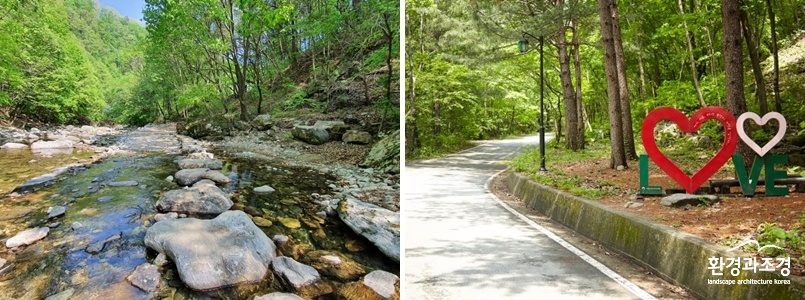가평 연인산 명품계곡길(왼쪽)과 양평 산음자연휴양림 (사진=경기도 제공).jpg