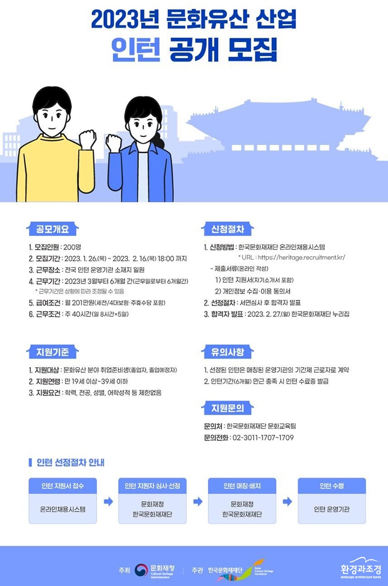 2023년 문화유산 산업 인턴 공개 모집 포스터 (사진=문화재청 제공).jpg