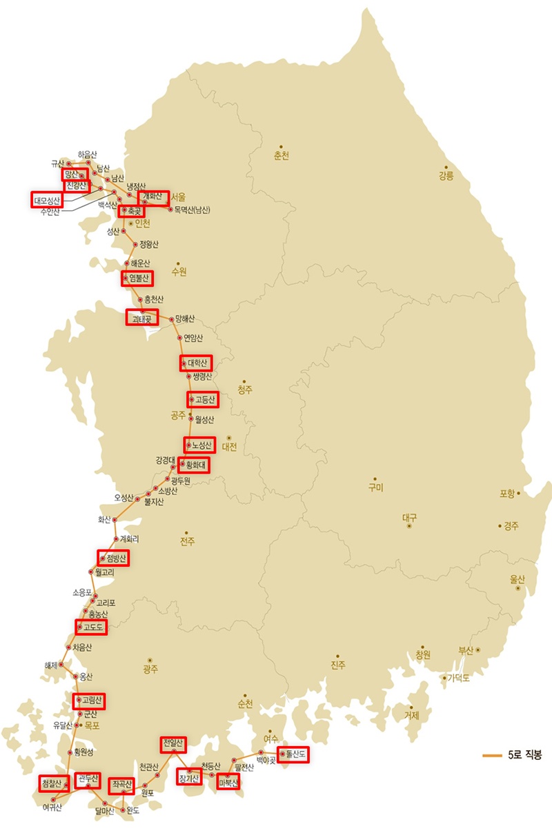 제5로 직봉 노선도 및 선정대상 (사진=문화재청 제공).jpg
